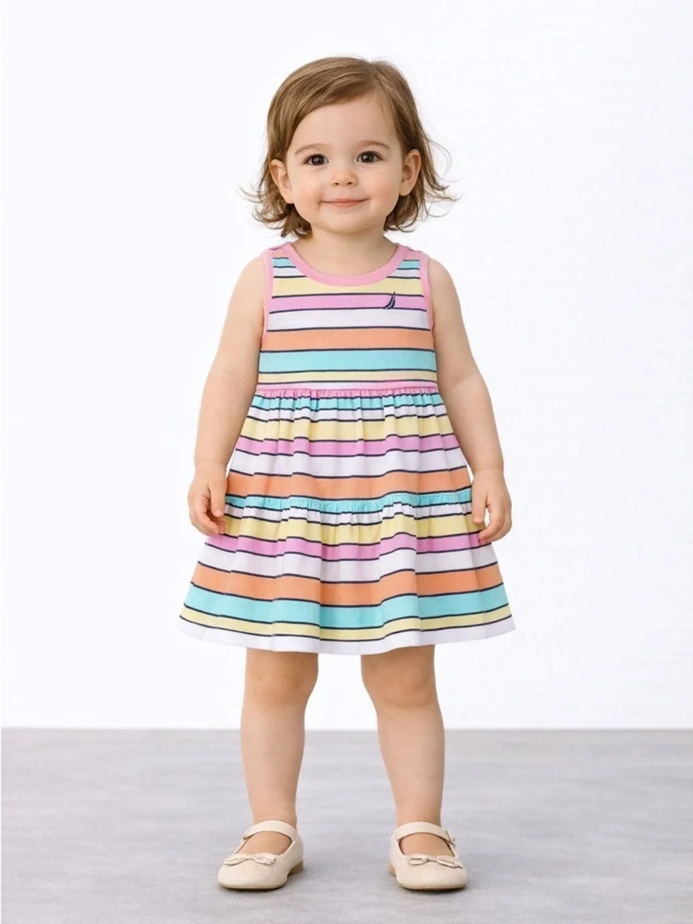 NAUTICA Kids Pink Patterned Sleeveless Dress with Bloomers NWT Size 12M